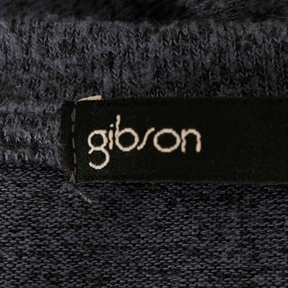 Gibson Sz M Navy Black Ruffle 3/4 Sleeve Rayon Polyester Top - Picture 3 of 5